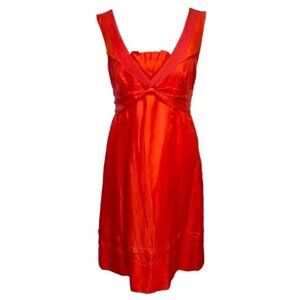 NWT Ted Baker Burnt Orange 100% Silk Fit & Flare Tie Back Dress - UK 3, US 8